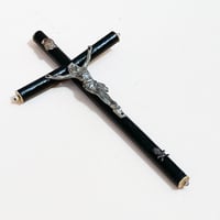 Image 2 of Crucifix antique Jésus Christ - Napoléon III – Bois noirci et Christ en métal -  XIXe.