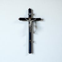 Image 1 of Crucifix antique Jésus Christ  Napoléon III en bois noirci et Christ en métal - fin XIXe.