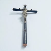 Image 4 of Grand crucifix antique Jésus Christ  Napoléon III en bois noirci et Christ en métal - fin XIXe.