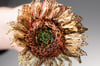 Wire Sculpture Sunflower Brooch: Copper & Silver Wearable Art Jewelry