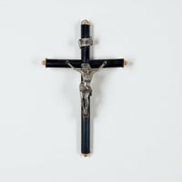 Image 1 of Crucifix antique de Jésus Christ - Napoléon III – Bois noirci et Christ en métal -  XIXe