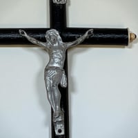 Image 3 of Crucifix antique Jésus Christ / Napoléon III en bois noirci et Christ en métal - fin XIXe.