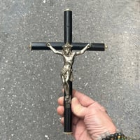 Image 2 of Crucifix antique Jésus Christ . Napoléon III en bois noirci et Christ en métal - fin XIXe.