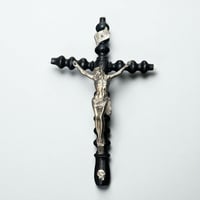 Image 1 of Grand crucifix antique Jésus Christ Napoléon III  bois noirci et Christ en métal - fin XIXe.