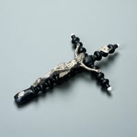 Image 3 of Grand crucifix antique Jésus Christ Napoléon III  bois noirci et Christ en métal - fin XIXe.