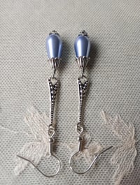 Image 11 of 1920s Art Deco Pearl Teardrop Earrings, Icy Blue