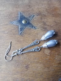 Image 10 of 1920s Art Deco Pearl Teardrop Earrings, Icy Blue