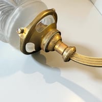 Image 8 of Applique ancienne de style Louis XVI en bronze et globe tulipe en verre translucide drapé