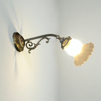 Image 2 of Applique ancienne de style Louis XVI en bronze et globe tulipe en verre translucide drapé