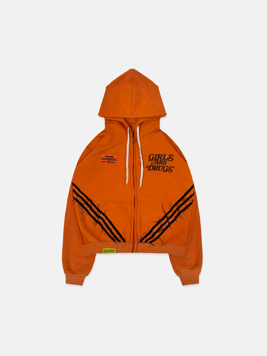 Image of GIRLS ARE DRUGS® VINTAGE ACID WASHED HOODIE - ORANGE