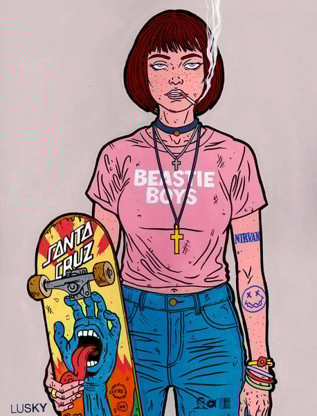 Image of Skater Girl Gouche Original