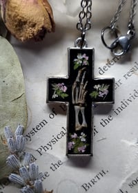 Image 1 of Lizard Claw Cross Pendant - Pink