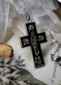 Image 3 of Lizard Claw Cross Pendant - Pink