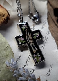 Image 2 of Lizard Claw Cross Pendant - Pink