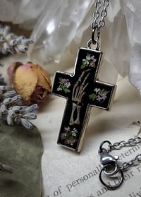Image 4 of Lizard Claw Cross Pendant - Pink