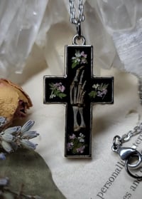 Image 5 of Lizard Claw Cross Pendant - Pink