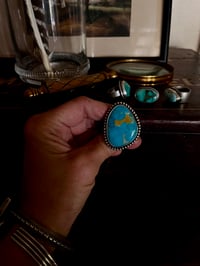 Image 2 of Kingman Turquoise Statement Ring Sterling Silver 
