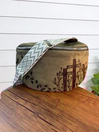Image 1 of Sage Green Three Cross Burned Crossbody Purse, Fanny Pack