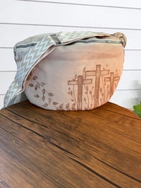 Image 1 of Beige Three Cross Burned Crossbody Purse, Fanny Pack