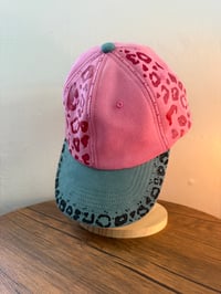 Image 1 of Two Tone Leopard Print Hand Burned Baseball Cap