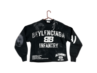 Image 1 of Beyonce Beylenciaga Infantry NY Art dept custom screen print black/white bleached sweatshirt