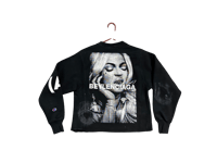 Image 2 of Beyonce Beylenciaga Infantry NY Art dept custom screen print black/white bleached sweatshirt