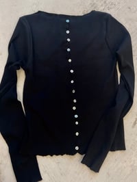 Image 1 of Long sleeve cotton top with hand-sewn mother-of-pearl buttons
