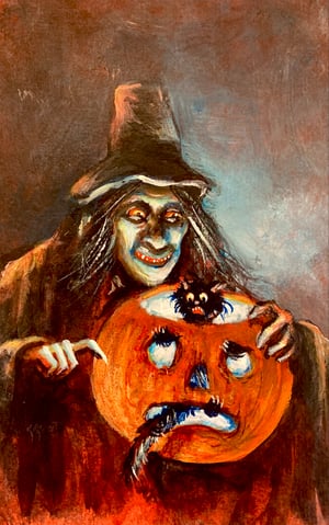 Image of “Hiding” original 4.5” x 6.5” acrylic painting