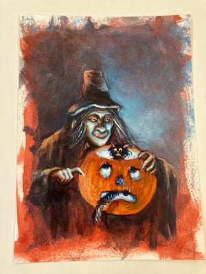 Image of “Hiding” original 4.5” x 6.5” acrylic painting