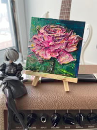 Flower Spring Texture Acrylic Art Mini Canvas Heavy Textured 3D Pink Rose