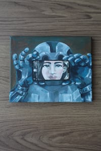 Robot Takes a Photo Original Acrylic Painting