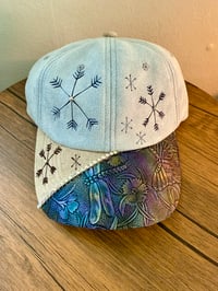 Image 2 of Transformation Collection Tooled Leather Two Tone Suede Baseball Caps