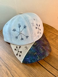 Image 3 of Transformation Collection Tooled Leather Two Tone Suede Baseball Caps