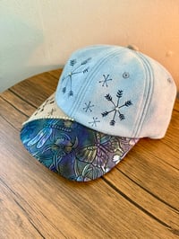 Image 1 of Transformation Collection Tooled Leather Two Tone Suede Baseball Caps