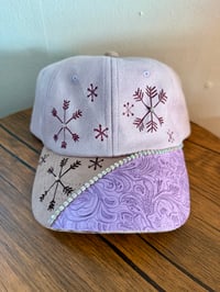 Image 5 of Transformation Collection Tooled Leather Two Tone Suede Baseball Caps