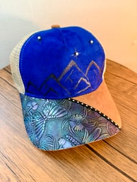 Image 8 of Transformation Collection Tooled Leather Two Tone Suede Baseball Caps