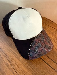 Image 10 of Transformation Collection Tooled Leather Two Tone Suede Baseball Caps