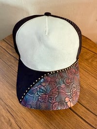 Image 11 of Transformation Collection Tooled Leather Two Tone Suede Baseball Caps