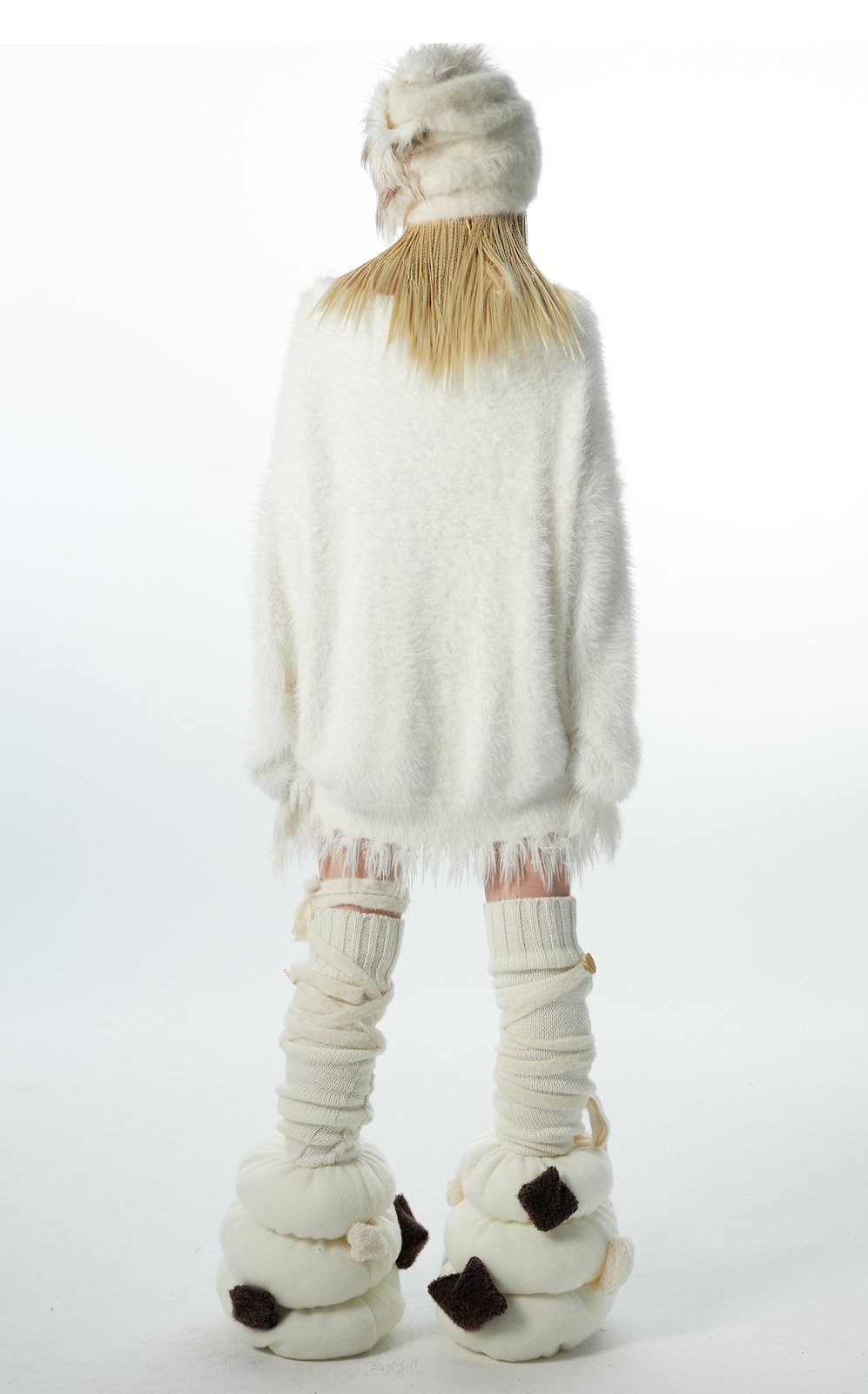 【美品】THE SHISHIKUI GOBU KNIT OFF WHITE Chunky Knit Tie Socks | nit alcove