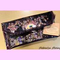 Image 2 of Black Vinyl Holographic Rainbow and Pastel Foam Puff Large Clutch