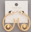Sodajo Ball Bead Wheat Link Gold Dipped Earring