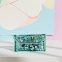 Image 1 of Turquoise Vinyl Holographic Stars and Baubles Small Clutch