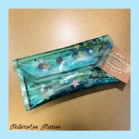 Image 2 of Turquoise Vinyl Holographic Stars and Baubles Small Clutch