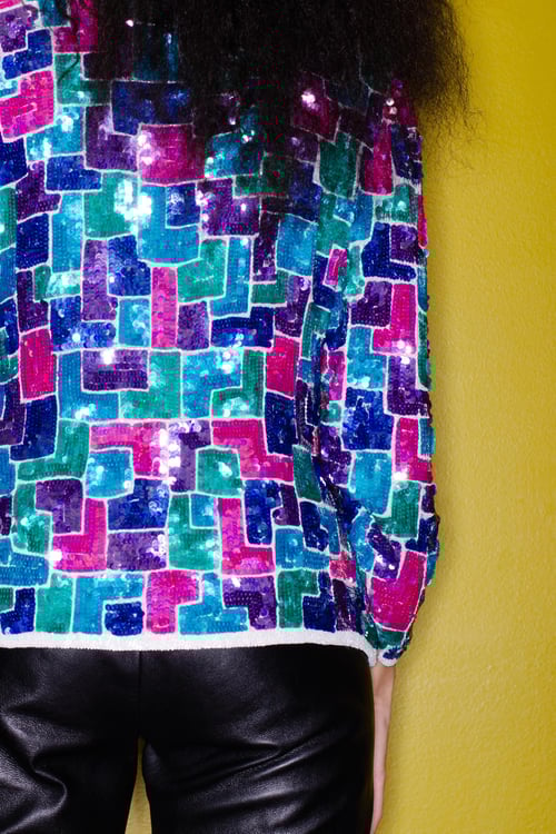 Image of Vintage  Jewel Tone Trophy Full Sequins Jacket