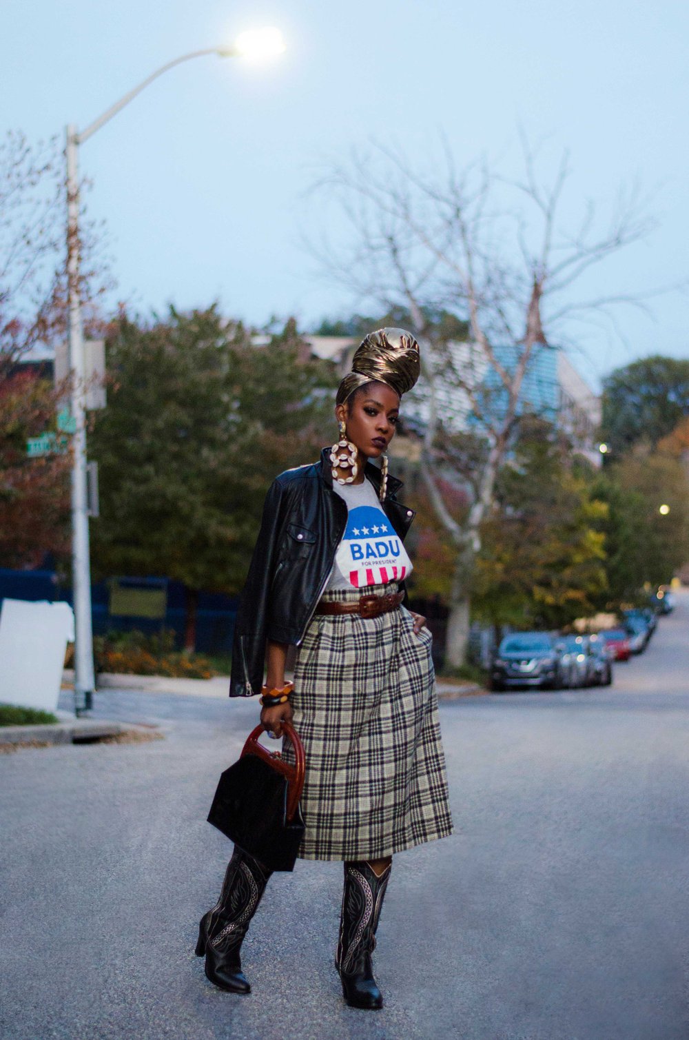 Image of Vintage Chianté Cream/Black Plaid Midi Wool Skirt