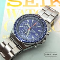 Image 1 of 2010 Seiko Flightmaster SND255 Blue Pilot's Quartz Chronograph (7t92-0CF0)