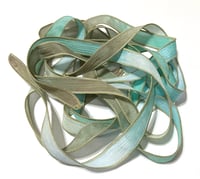 Image 5 of 1PC. SEA TURTLE 42" hand dyed wrist wrap bracelet silk ribbon//Yoga wrist wrap bracelet ribbon