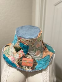 Image 1 of Scrappy Bucket Hat Quilted Handmade Cottagecore Boho Upcycled Hippie Adult New OOAK
