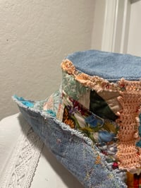 Image 2 of Scrappy Bucket Hat Quilted Handmade Cottagecore Boho Upcycled Hippie Adult New OOAK