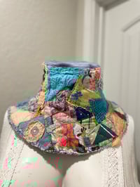 Image 3 of Scrappy Bucket Hat Quilted Handmade Cottagecore Boho Upcycled Hippie Adult New OOAK